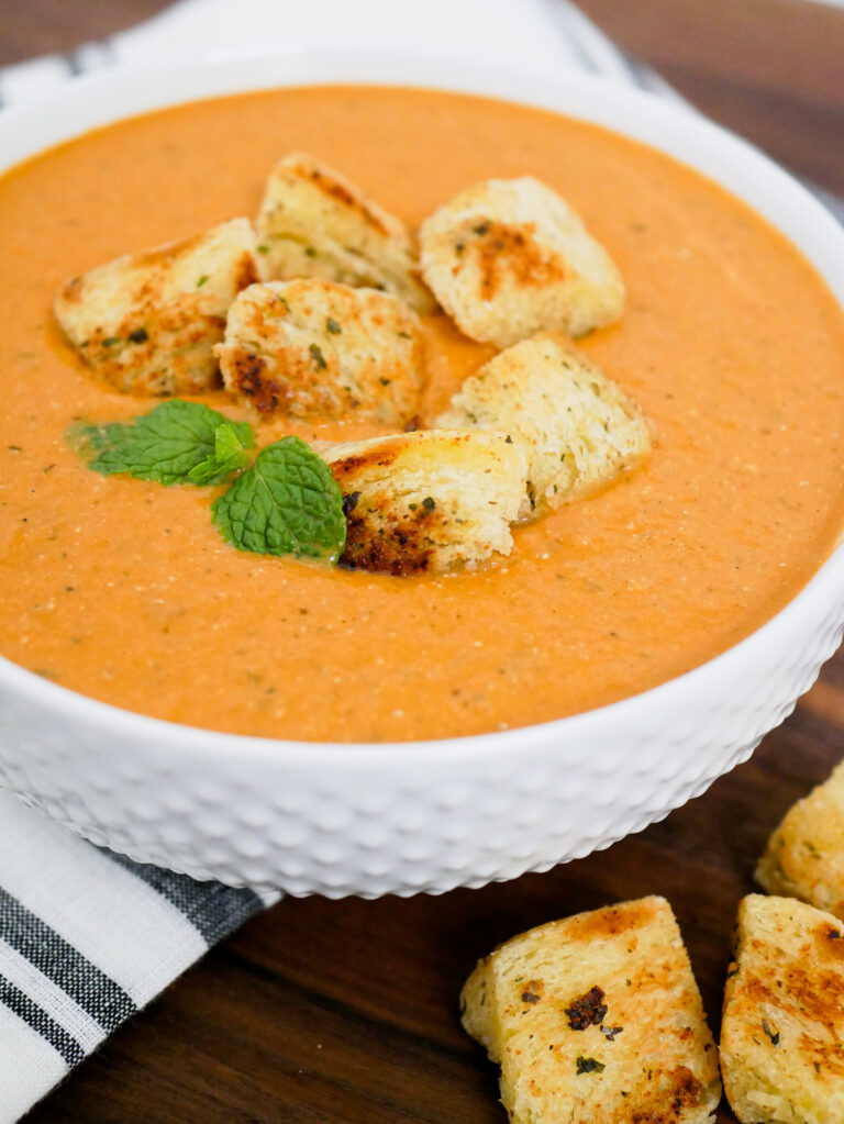 Tuscan Pesto Tomato Soup With Homemade Sourdough Croutons Recipes By Val 7708