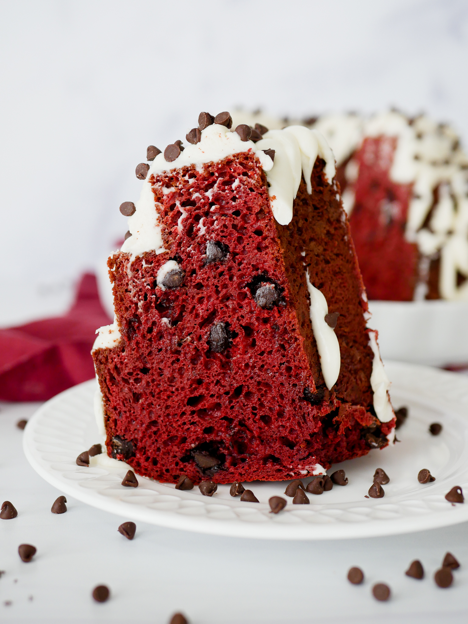 Red Velvet Cake With Chocolate Chips
